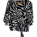 Dorothy Perkins Animal Print Tie Waist Cropped Lightweight Blouse Size 6 Photo 0