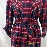 Michael Kors long sleeve studded tartan plaid belted shirt dress size medium Photo 0