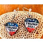 Trump 2024 Earrings MAGA New Heart Shaped Dangle Hooks Patriotic Electi… Red Photo 7