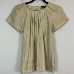 Club Monaco  | Gold Sparkle Short Sleeve Pintucked Blouse Size XS Photo 0