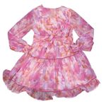 Japna pink white and orange long sleeve flowy mini dress Photo 4