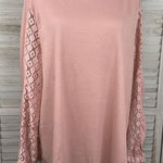 SheIn  (Curve) Long Sleeve Thermal Tee with Crochet Arms Pink-2XL Photo 0