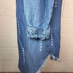Cloth & Stone Anthropologie Women's Denim Blue Chambray Shirt Dress Fray Edge Photo 5