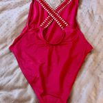 Topshop Chevron Trim Cross Back Swimsuit size 8 Photo 2
