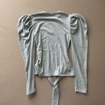 AQUA Ribbed Puff Sleeve Tie Waist Top Photo 1