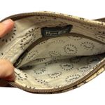 Myra Bag Southwestern Aztec Cowhide Leather Fringe Wristlet Clutch Black White Photo 4