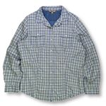Duluth Trading Co Plaid Button Up Long Sleeve Shirt Women's L Blue Green Size L Photo 0