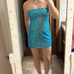 Oh Polly  Cassidy Embellished Bandeau Mini Dress in Turquoise Photo 2