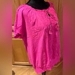 Style & Co Macy's . Floral Lace Tassle Tie Puff-Sleeve Peasant Top Pink Size XL Photo 3