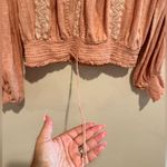 Free People REVOLVE SILVERLAKE COTTON LACEY LONG SLEEVE BOHO PEACH TOP S Photo 6