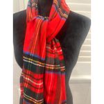 Cashmink V Fraas Red Plaid winter fall Scarf Fringe Germany 13x65 holiday Photo 1