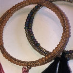 Lot of 2 Frosted Beads Plastic Beaded Boho Wrap Bracelets Orange Photo 4