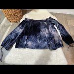 American Eagle  outfitters blue crushed velvet off shoulder top Photo 5