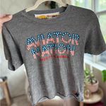 Aviator Nation  Gray Short Sleeve Tee with Red and Blue Accents Photo 0
