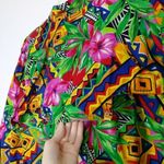 Vintage Bright Tropical Floral Tribal Print Shirt Pink Photo 6