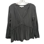 Loft Eyelet Peplum Blouse Long Sleeve Hunter Green Women’s Size Small Photo 0