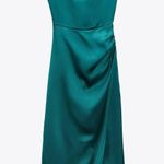ZARA SATIN LINGERIE STYLE DRESS in Duck Blue Photo 4