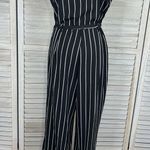 Mind Code  Sleeveless Jumpsuit Black w White Stripes-Large Photo 3