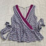 Max Studio sleeveless top in deep blue and magenta. Photo 0