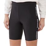 MONSE Stretchy Biker Shorts Black & White Logo Side Stripes Athleisure Scuba szL Size L Photo 5