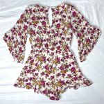American Eagle Floral Romper in Fuchsia, Green and Off White Photo 1