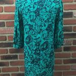Anthropologie  Square Neck Floral Mini Dress sz 2 Maeve Blue Teal Dress Photo 3