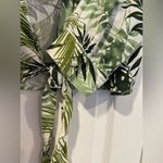 Midnight sky  Size M Tropical Palm Linen Blend Tie Front 3/4 Sleeve Crop Top Photo 9