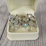 Jewelry necklace earrings and bracelet set Iridescent clear sparkle beads Silver Photo 5