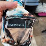 Cynthia Rowley  womens fold over waist tie dye abstract maxi skirt orange/blue L Photo 4