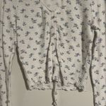 Hollister Top Women M Blue Floral Cinched Cropped Y2K Ruffle Girly Long Sleeve Photo 5