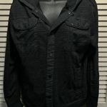 Howe Dark Gray Snap Up Long Sleeve Hood Top Pockets Grommets Size Large Photo 0