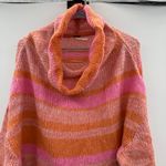 Free People  Candy Stripe Pink Orange Knit Long Sleeve Cowl Neck Tunic Sweater M‎ Photo 3