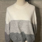 Black Halo H&M Womens Gray White Colorblock Crew Neck Long Sleeve Pullover Sweater L‎ Photo 0
