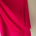 Pink Knee Length Dress XL Neon Fuschia Chiffon Scoop Neck Photo 4