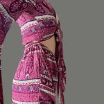 Boutique Bohemian Paisley Tie-Front Bell Sleeve Romper w Cut Out Detailing. Photo 2