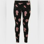 Torrid  Plus Size Black Pink & Peach Floral Sprinkle Polka Dot Leggings Photo 2
