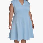 Calvin Klein NWT Cap Sleeve Scuba Knit Fit & Flare Dress 18W, LIGHT BAYOU Photo 2