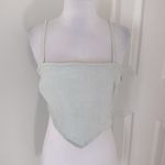 ZARA  Denim Triangle Crop Top Light Wash Photo 2