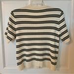 SheIn DAZY Green & Beige Striped Ribbed Short Sleeve Cardigan Photo 2