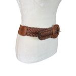Women's unbranded brown braided stretch leather belt with leather buckle Photo 2