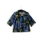 Peck & Peck Weekend Abstract Print Jacket M Blue Green Black Zip Bold Modern Size M Photo 12
