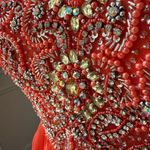 Sherri Hill  Sweetheart Strapless Beaded Coral Formal Gown Prom Pagent Dress 0972 Photo 3