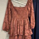 Faded Rose pink ruffled dress with elastic waist #dresses rosy pink, ruffled, Brown Photo 0