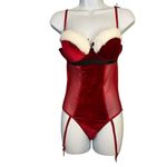 Spree Intimates Bodysuit Santa's Helper Faux Fur Lingerie Costume Red Size M Photo 1