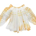 Jen's Pirate Booty  Gauze Long Sleeve Off the Shoulder Blouse Top Ombre Small S Photo 0