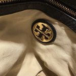 Tory Burch Maisey Shopper Tote Handbag Soft Black Leather Gold Accents Photo 6