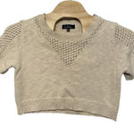 Lulus  Cropped Knit Crewneck Short‎ Sleeve Sweater Size XL Ivory Cream Photo 0