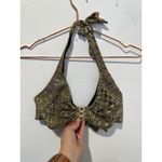 AERIN ROSE Green Multicolored Halter Tie Neck Gold Accent Swimsuit Top size 32D Size M Photo 1