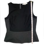 Loft Black and Heathered Grey Crewneck Sleeveless Peplum Blouse Photo 4