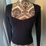 Abercrombie & Fitch Structured Long Sleeve Crop Top, Small, Black Photo 3